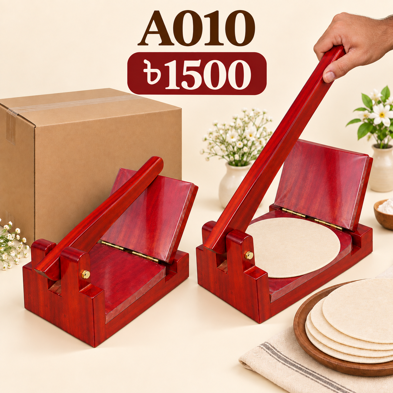 A010 Mahogany Wooden Roti Maker