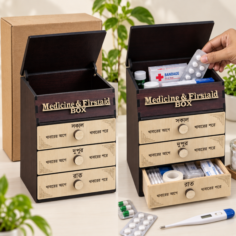 চার অংশের মেডিসিন ও ফার্স্ট এইড বক্স | Medicine & First Aid Box